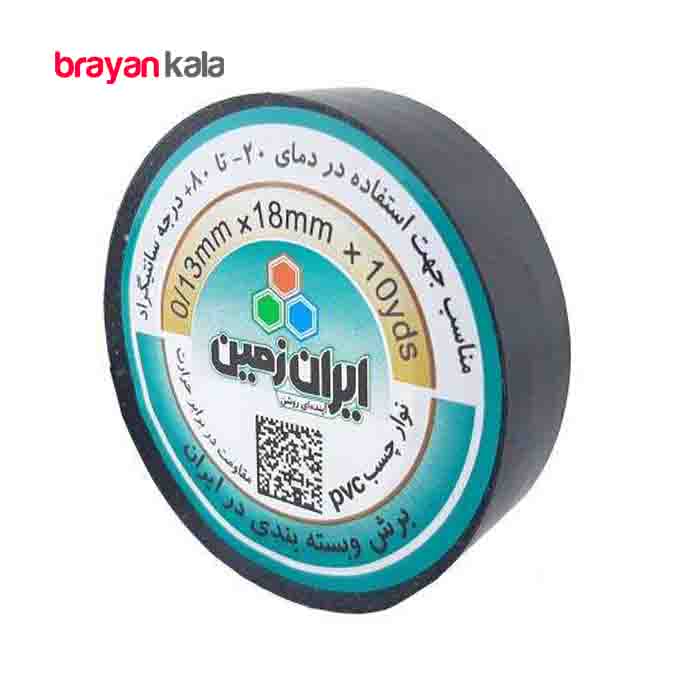 عکس اصلی چسب برق ایران زمین مدل 18 میلی متری سیاه رنگ